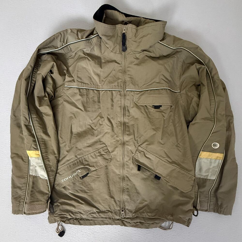 Columbia Convert Mens Small Olive Khaki Full Zip Insulated Jacket Fleece Lined